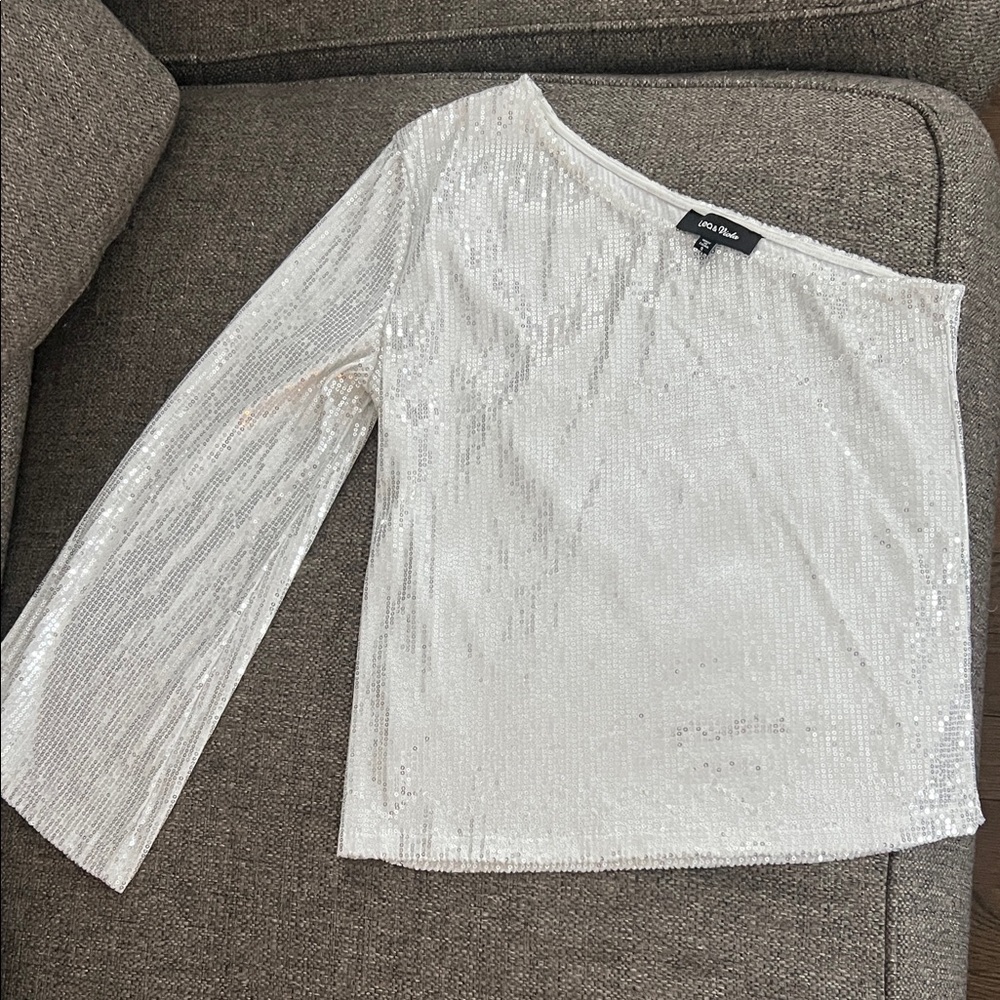 Lea & Viola Shimmering Silver Sequin Blouse